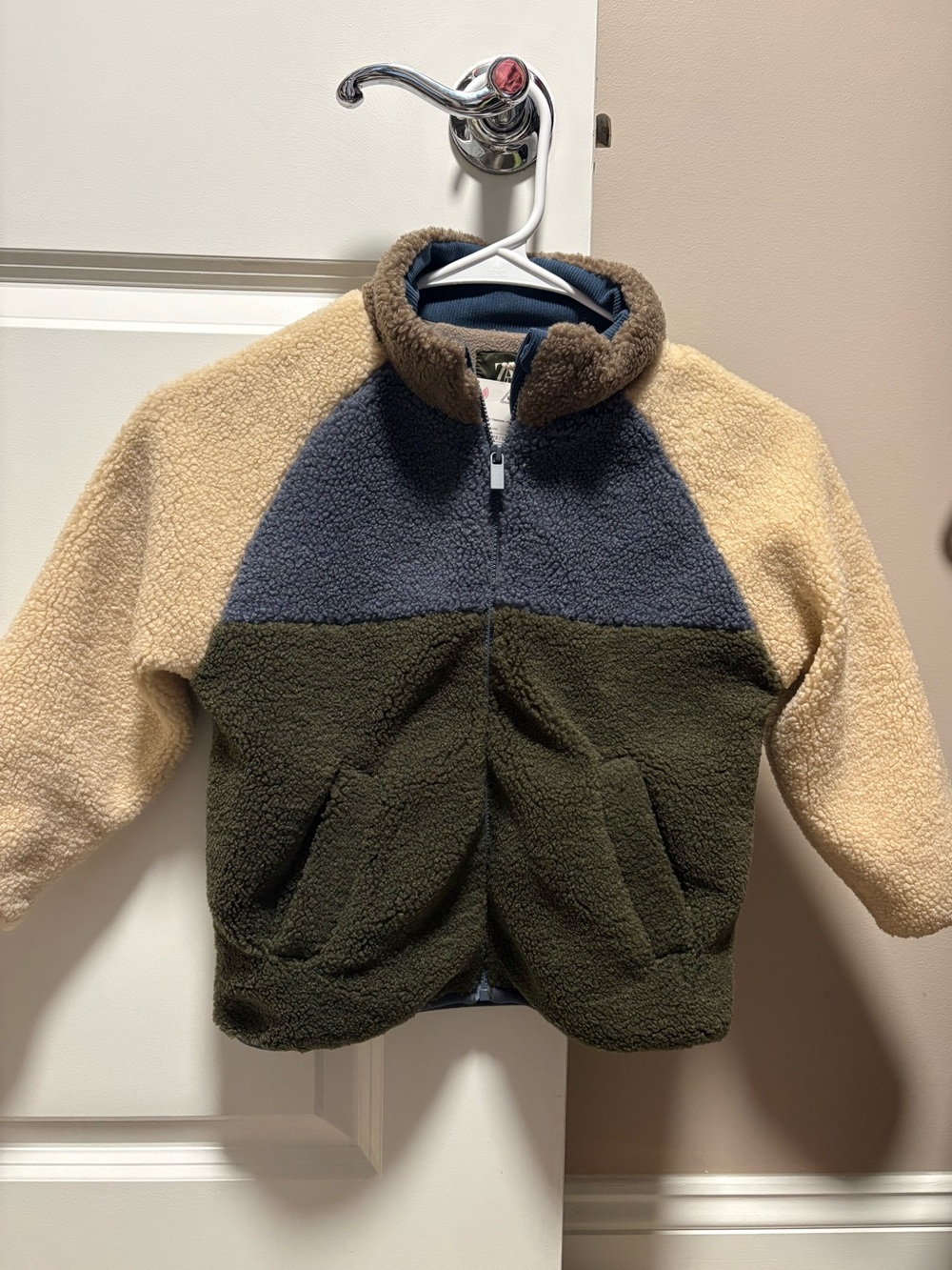 Zara colorblock fleece teddy jacket 5